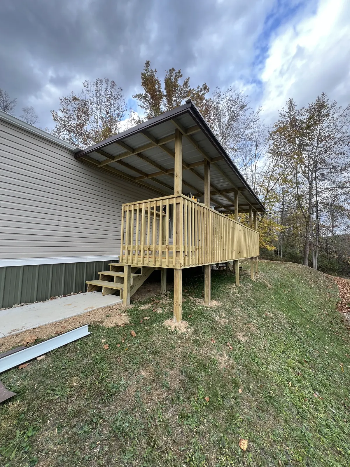 Deck & Metal Roof — 24' Pressure Treated Deck & Full Metal Roof